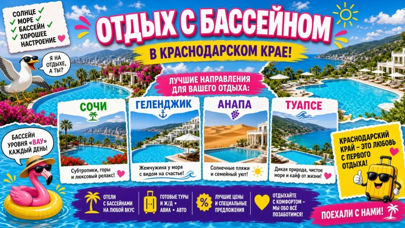 Отдых с бассейном в Краснодарском крае: море есть, вода — всегда